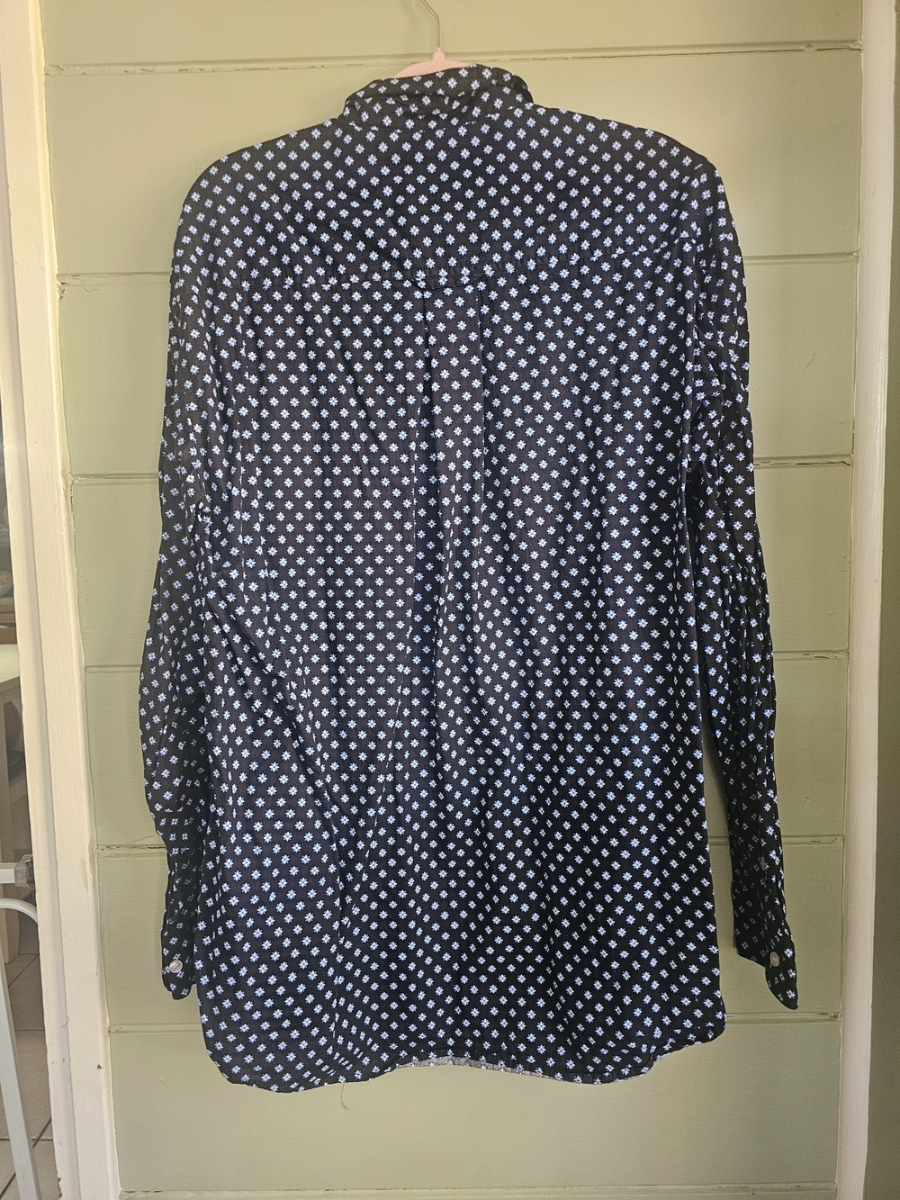 Button-Up Shirt with White Diamond Print